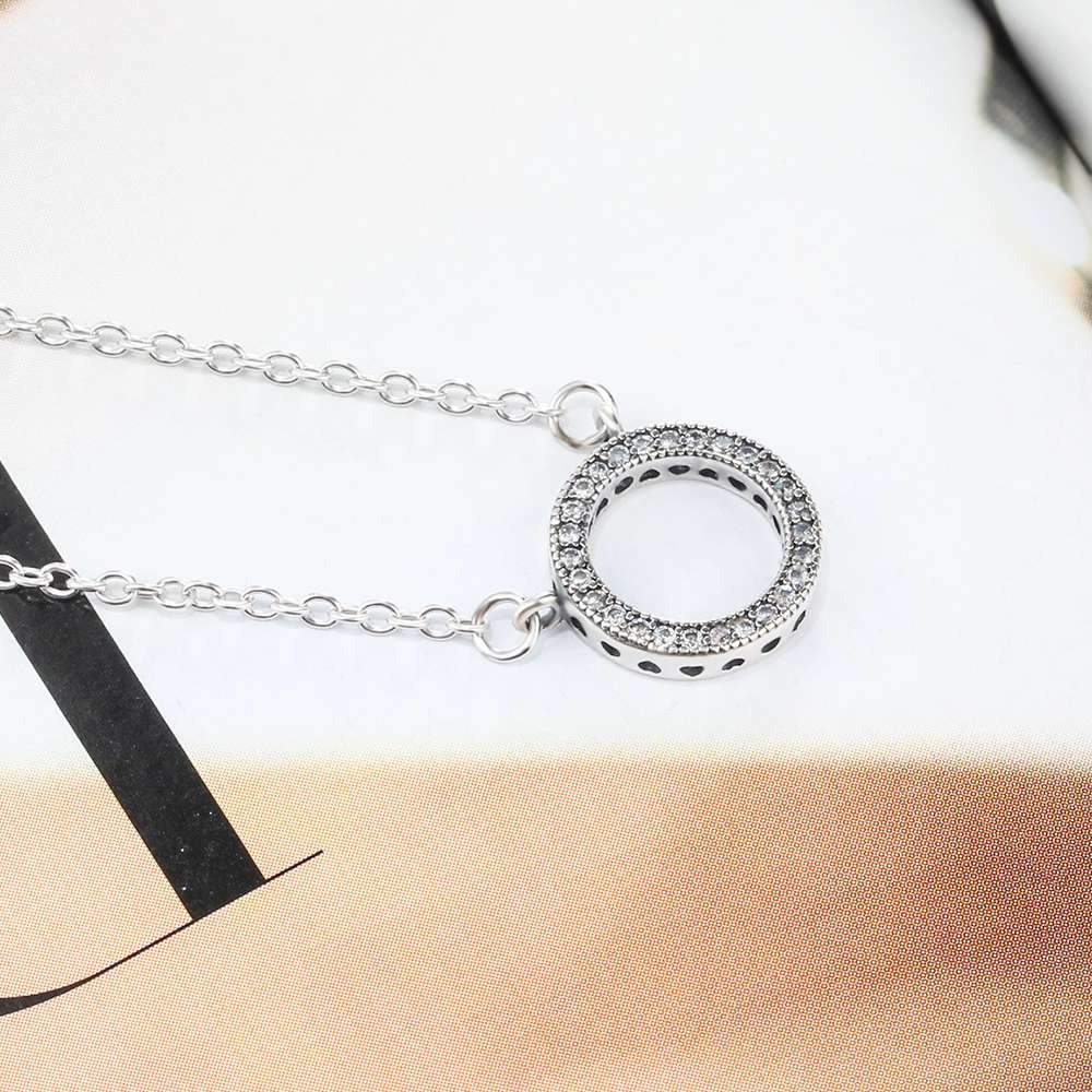 Round Hollow Design CZ Solid 925 Sterling Silver Necklace & Pendants Fashion Women Necklace Vintage Jewelry-Customized Jewel