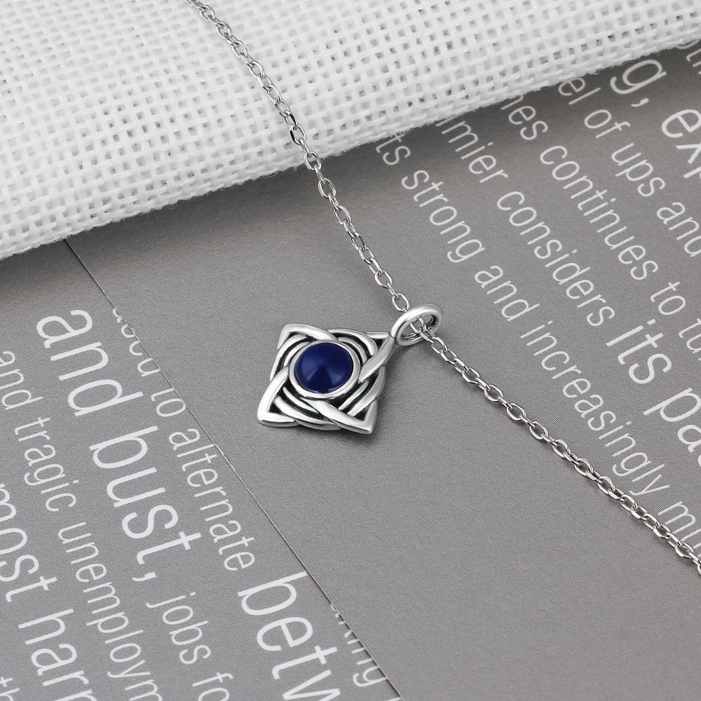 Vintage Rhombus Shape Blue Cubic Zirconia 925 Sterling Silver Necklace & Pendant For Women Fashion Jewelry-Customized Jewel