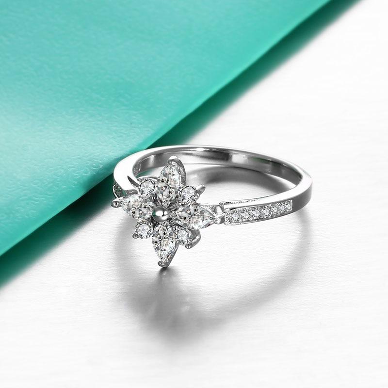 Fashion Flower Design Cubic Zirconia 925 Sterling Silver Engagement Rings For Women Wedding Gift-Customized Jewel