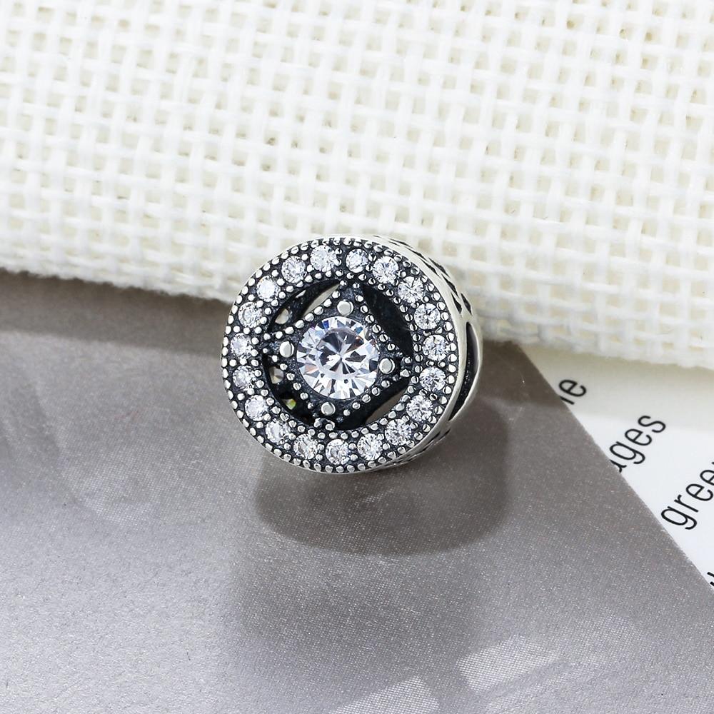 Round Shape Rhinestone Accessorise 925 Sterling Silver Jewelry Components DIY Charm For Bracelet-Customized Jewel