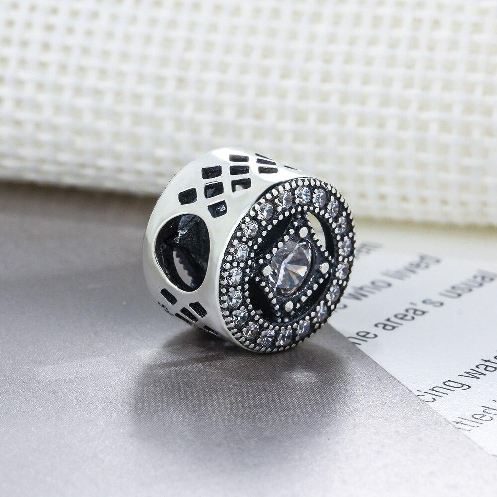 Round Shape Rhinestone Accessorise 925 Sterling Silver Jewelry Components DIY Charm For Bracelet-Customized Jewel