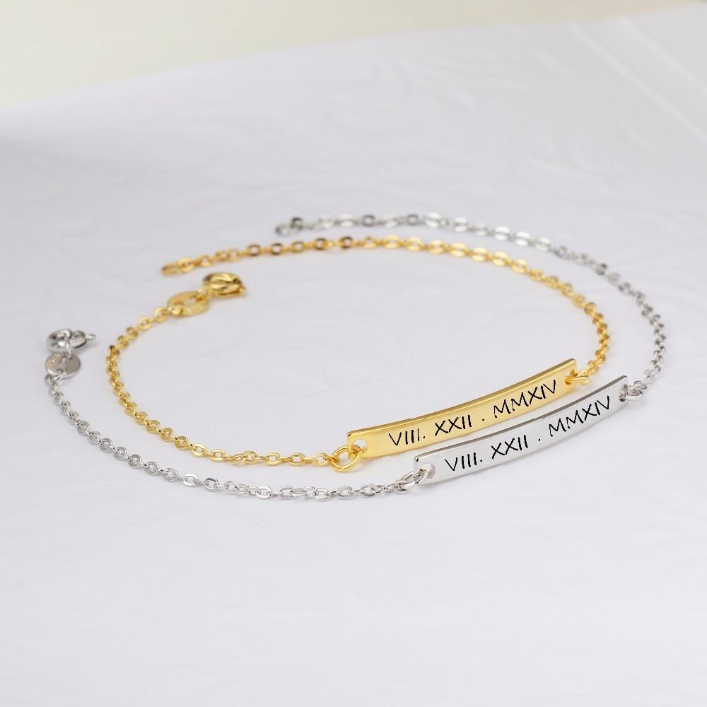 Personalized Gold Color Gift ID Bracelets with Customized Name Engrave, Fashion bangles for Women-Customized Jewel