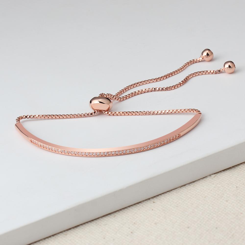 Women’s Bangle with Cubic Zirconia, Rose Gold Color, Bracelets for Party-Customized Jewel