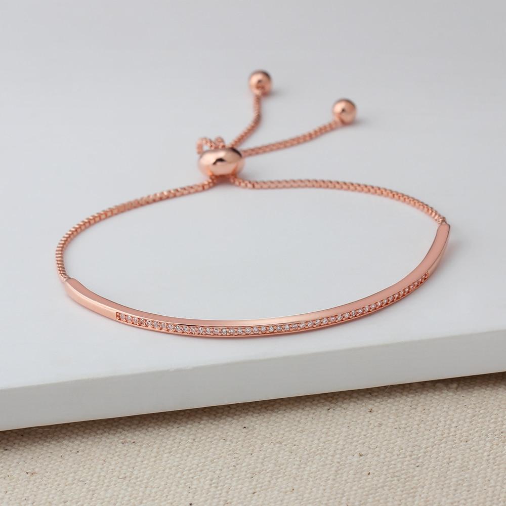 Women’s Bangle with Cubic Zirconia, Rose Gold Color, Bracelets for Party-Customized Jewel