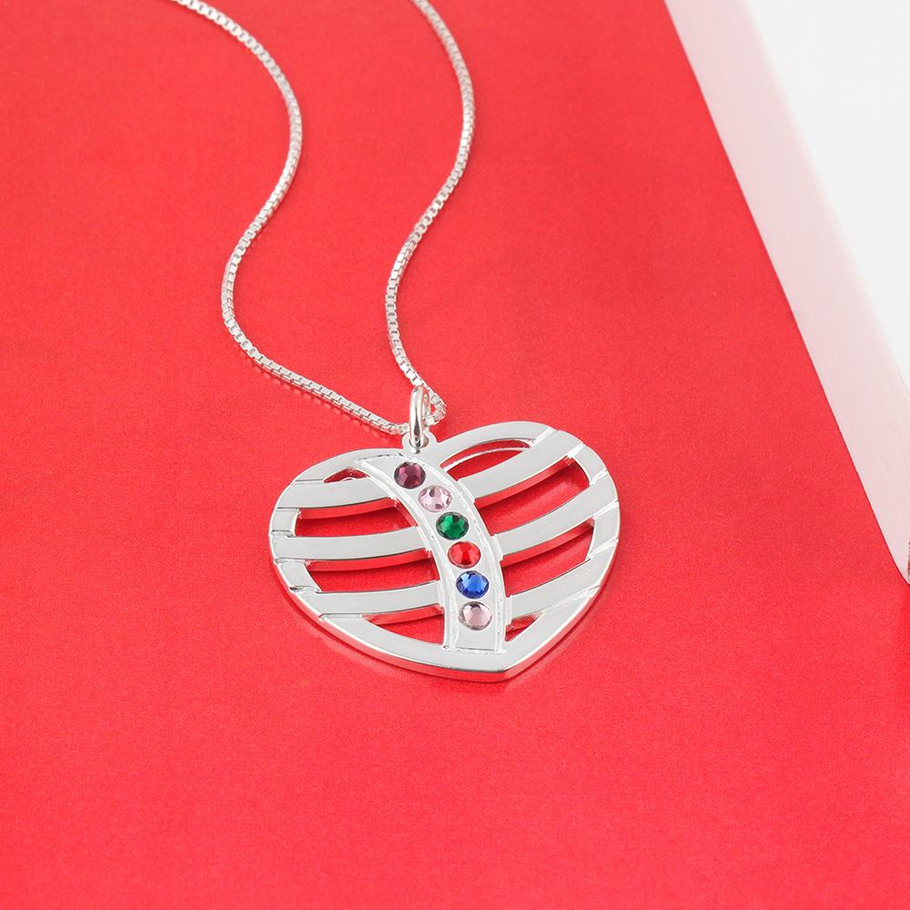 Personalized 925 Sterling Silver Family Necklace with Engrave Name & Birthstones Pendant, Trendy Women’s Jewelry-Customized Jewel