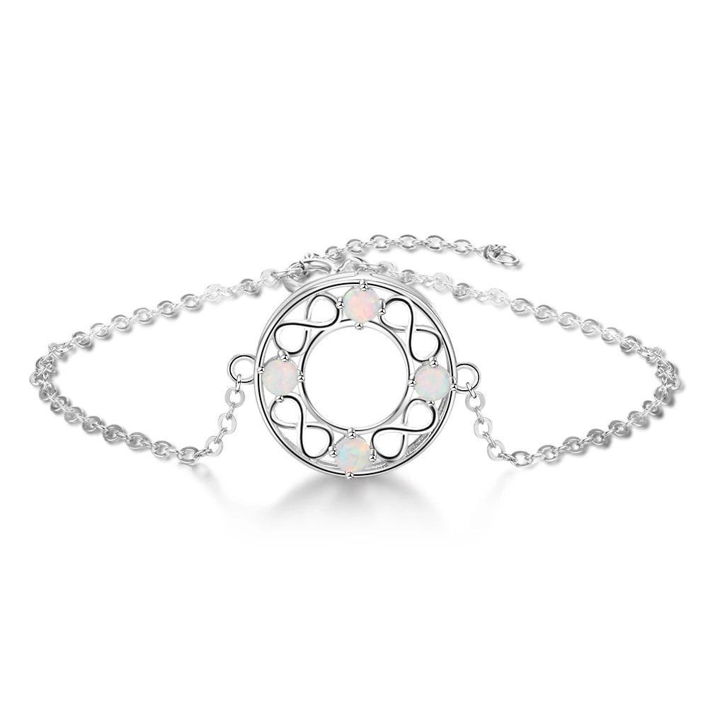 Infinity Love Hollow Round Milky Opal Stone Bracelets & Bangles 925 Sterling Silver Bracelets For Women-Customized Jewel