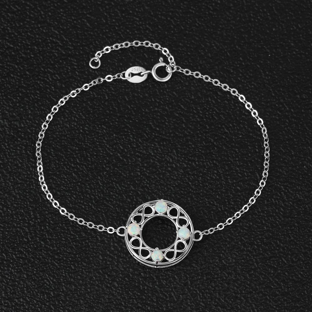 Infinity Love Hollow Round Milky Opal Stone Bracelets & Bangles 925 Sterling Silver Bracelets For Women-Customized Jewel