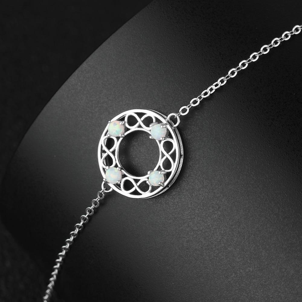 Infinity Love Hollow Round Milky Opal Stone Bracelets & Bangles 925 Sterling Silver Bracelets For Women-Customized Jewel