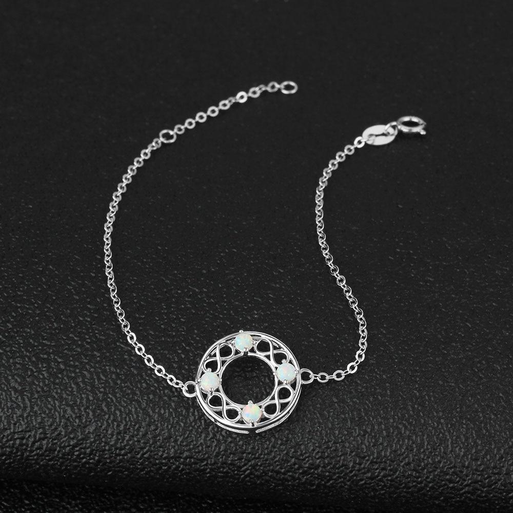 Infinity Love Hollow Round Milky Opal Stone Bracelets & Bangles 925 Sterling Silver Bracelets For Women-Customized Jewel