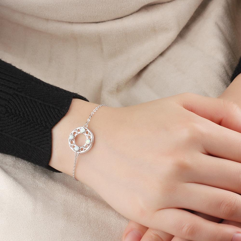 Infinity Love Hollow Round Milky Opal Stone Bracelets & Bangles 925 Sterling Silver Bracelets For Women-Customized Jewel