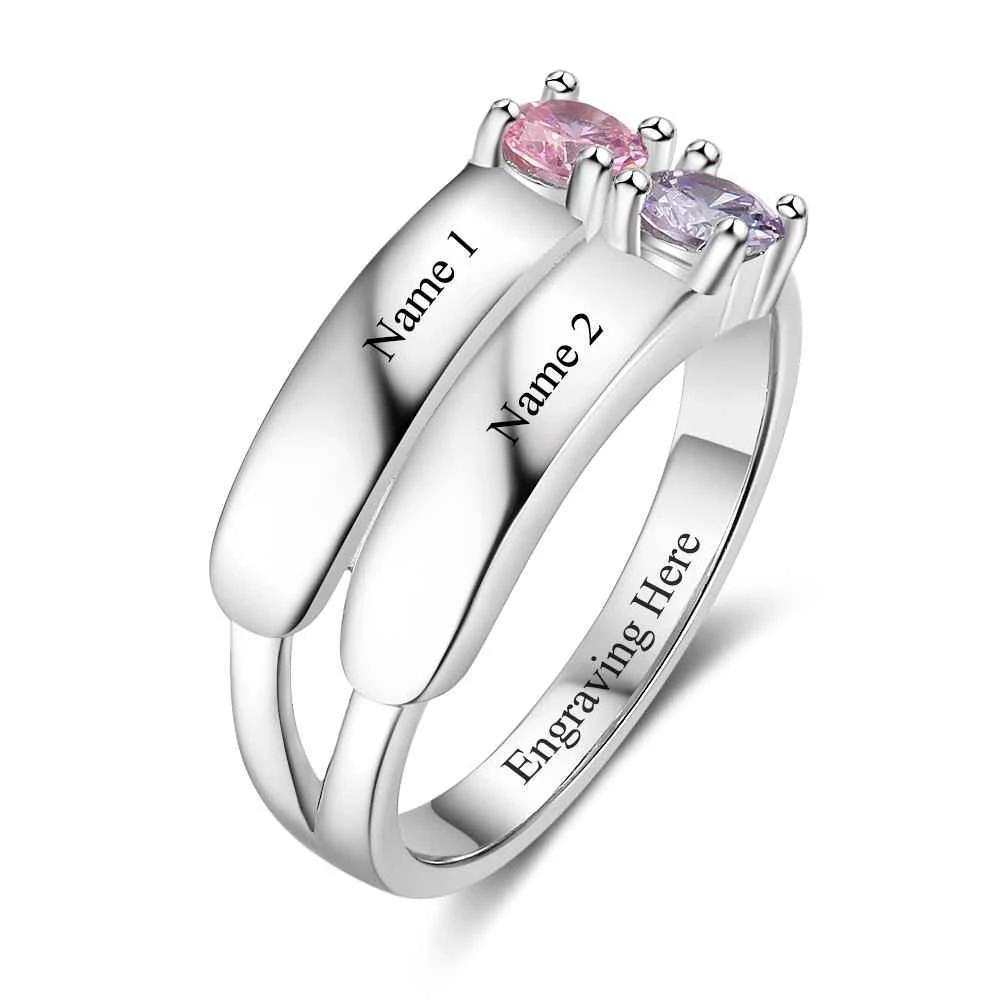 Love Promise Rings For Women Personalized Birthstone Ring Custom Engrave Names 925 Sterling Silver Jewelry-Customized Jewel
