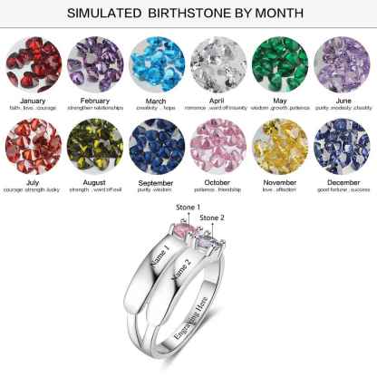 Love Promise Rings For Women Personalized Birthstone Ring Custom Engrave Names 925 Sterling Silver Jewelry-Customized Jewel
