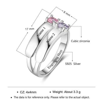 Love Promise Rings For Women Personalized Birthstone Ring Custom Engrave Names 925 Sterling Silver Jewelry-Customized Jewel