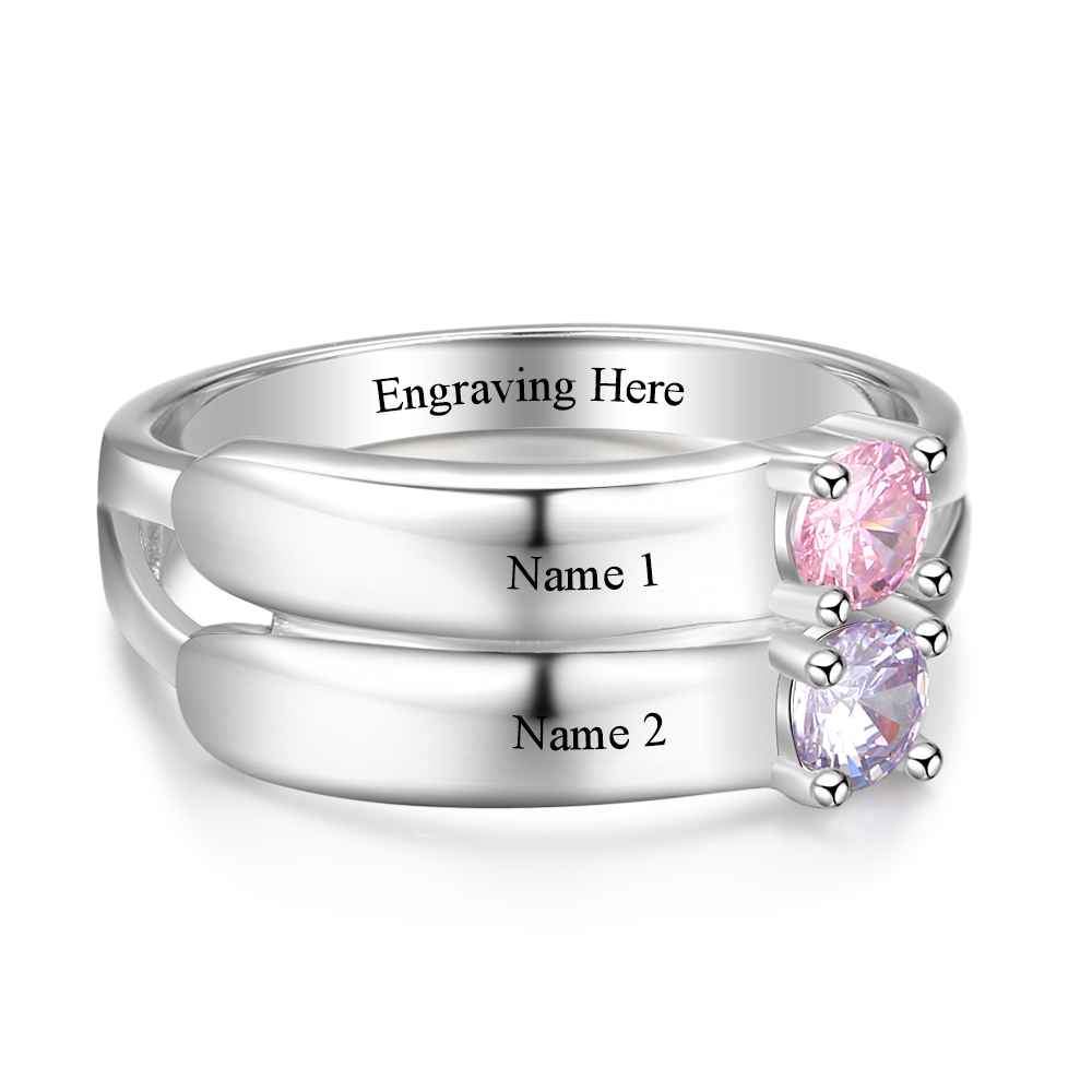 Love Promise Rings For Women Personalized Birthstone Ring Custom Engrave Names 925 Sterling Silver Jewelry-Customized Jewel