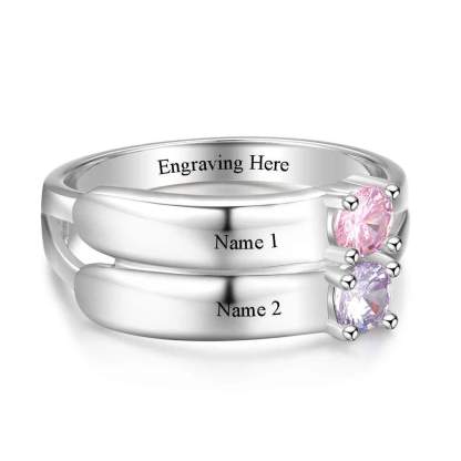 Love Promise Rings For Women Personalized Birthstone Ring Custom Engrave Names 925 Sterling Silver Jewelry-Customized Jewel