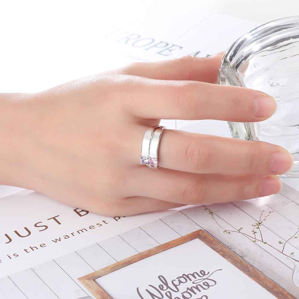 Love Promise Rings For Women Personalized Birthstone Ring Custom Engrave Names 925 Sterling Silver Jewelry-Customized Jewel