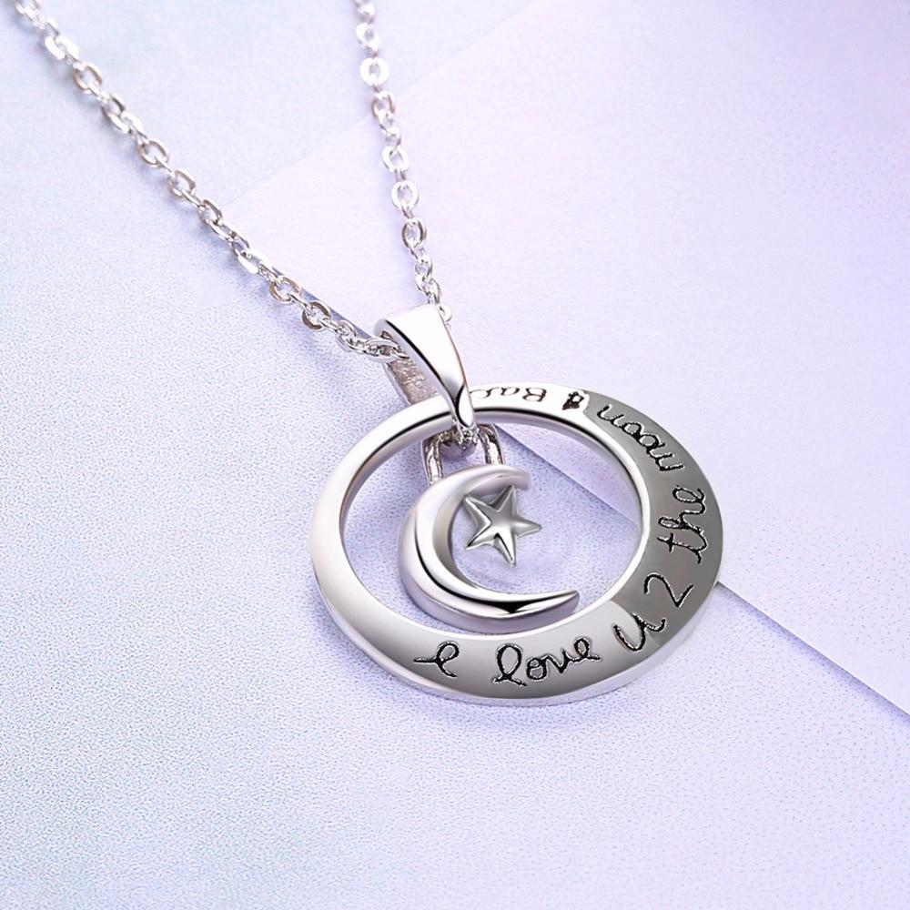 "I Love U 2 The Moon & Stars" - 925 Real Sterling Silver Necklace-Customized Jewel