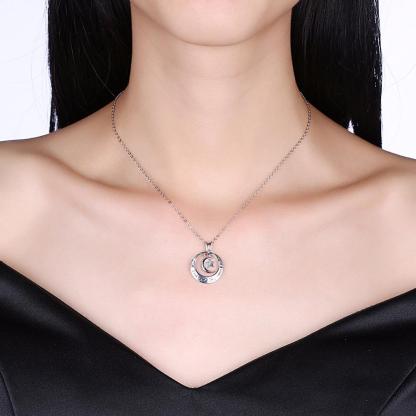 "I Love U 2 The Moon & Stars" - 925 Real Sterling Silver Necklace-Customized Jewel