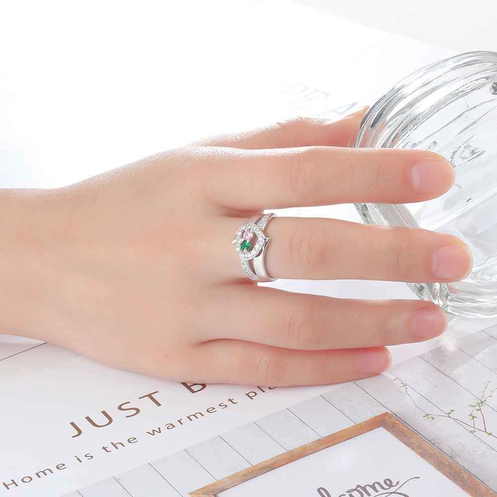 Personalized Women’s 925 Sterling Silver Ring – Engrave 2 Names – Custom Two Birthstones – Trendy Anniversary Jewelry-Customized Jewel