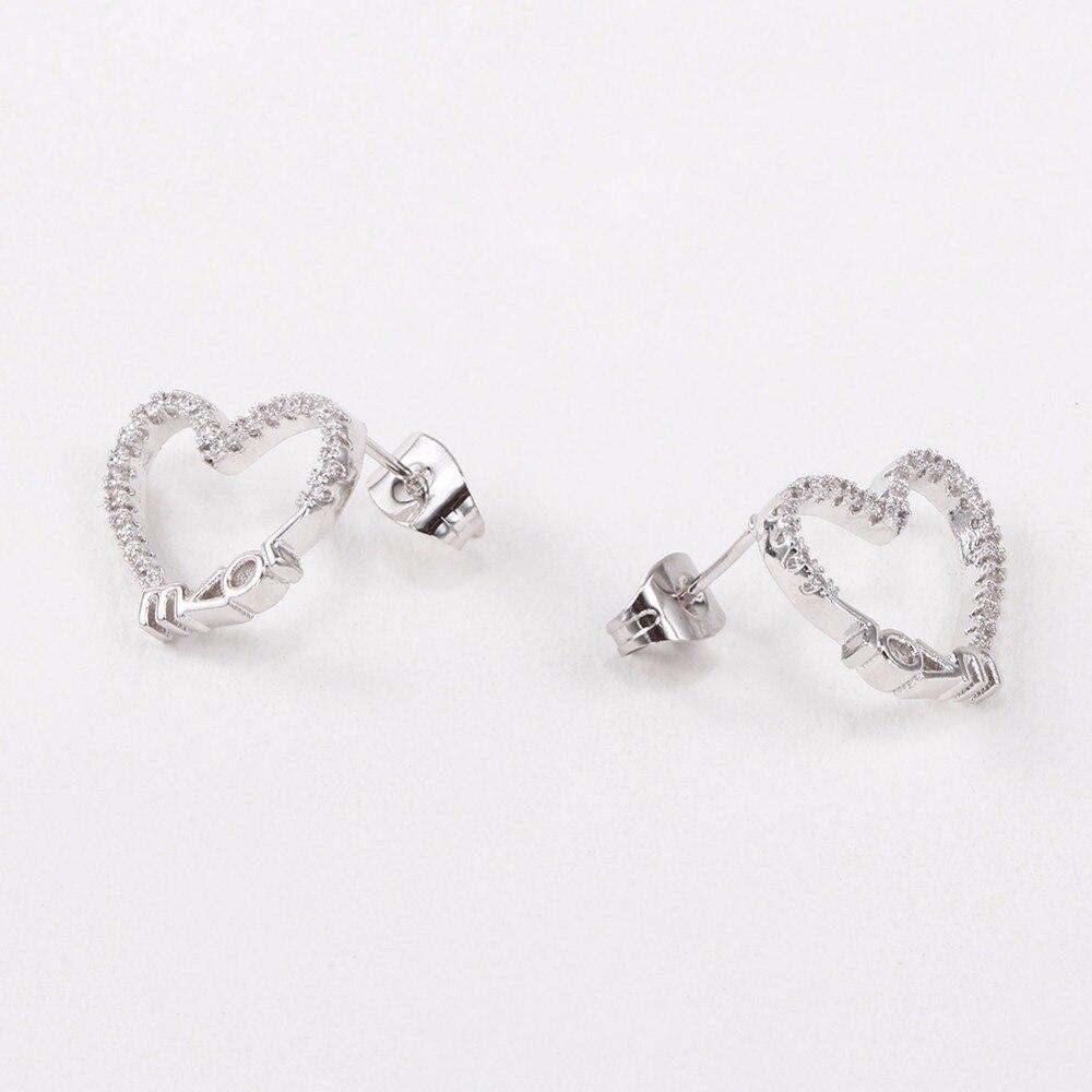 Heart Shape LOVE Pattern White Cubic Zirconia Stud Earrings For Women Fashion Party Accessories Gift For Her-Customized Jewel