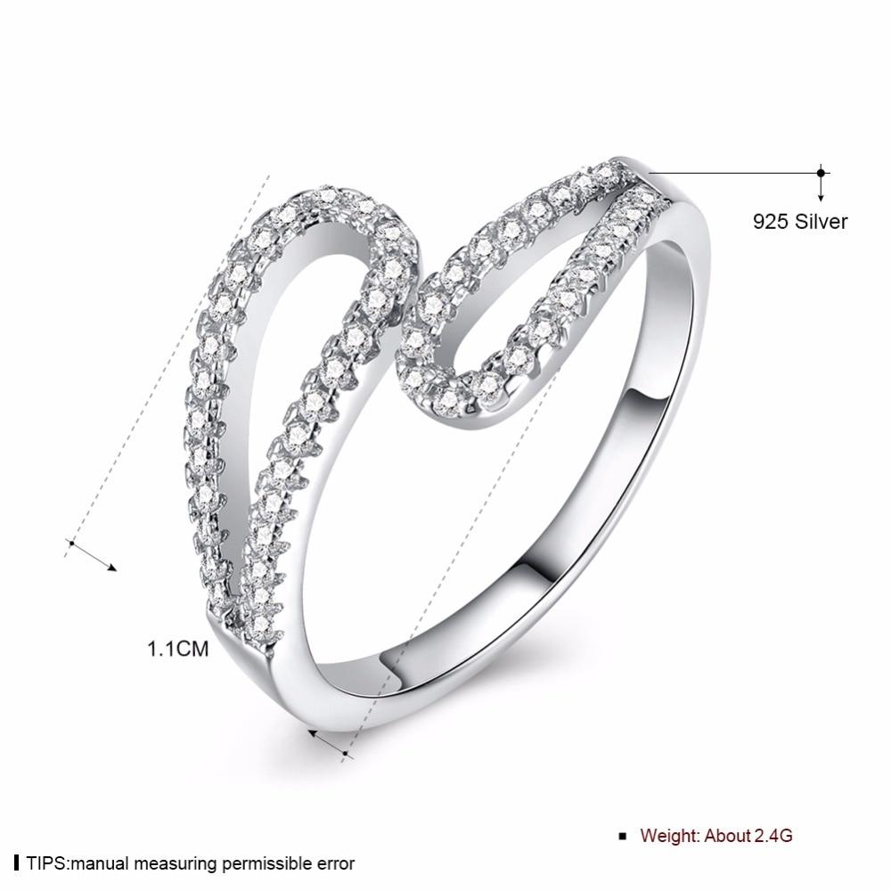 Geometric Design With Rhinestone Hollow 925 Sterling Silver Rings For Womens Fashion Party Jewelry-Customized Jewel