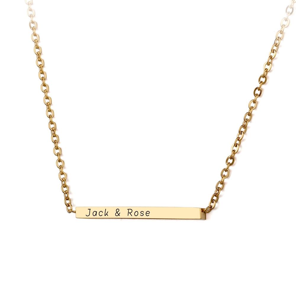 Personalized Gold Color Stainless Steel Necklace Gift for Christmas, Engrave Custom Names-Customized Jewel