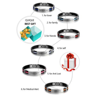 Personalized Stainless Steel Custom Bracelet with Engraved ID, Fashion Bangles Gift for Father’s Day-Customized Jewel