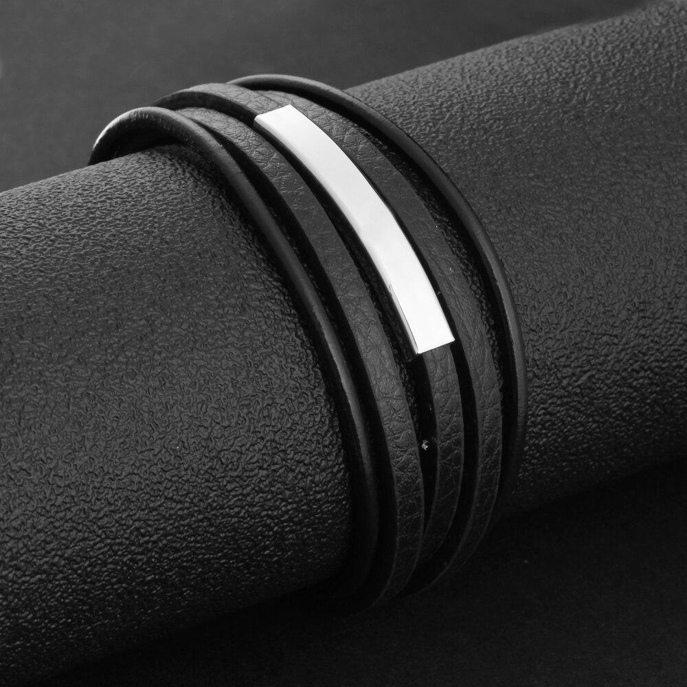 Genuine Leather Stainless Steel Stylish Bracelets for Men, Multiple Layer Wristband, Jewelry Gift-Customized Jewel