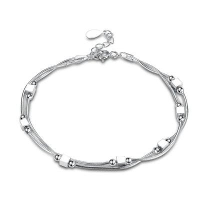 925 Sterling Silver Bracelet 2018 Square Silver-Color For Women Trendy Mother's Day Gift jewelry-Customized Jewel
