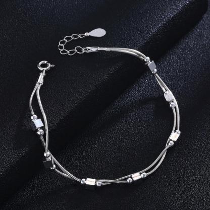 925 Sterling Silver Bracelet 2018 Square Silver-Color For Women Trendy Mother's Day Gift jewelry-Customized Jewel