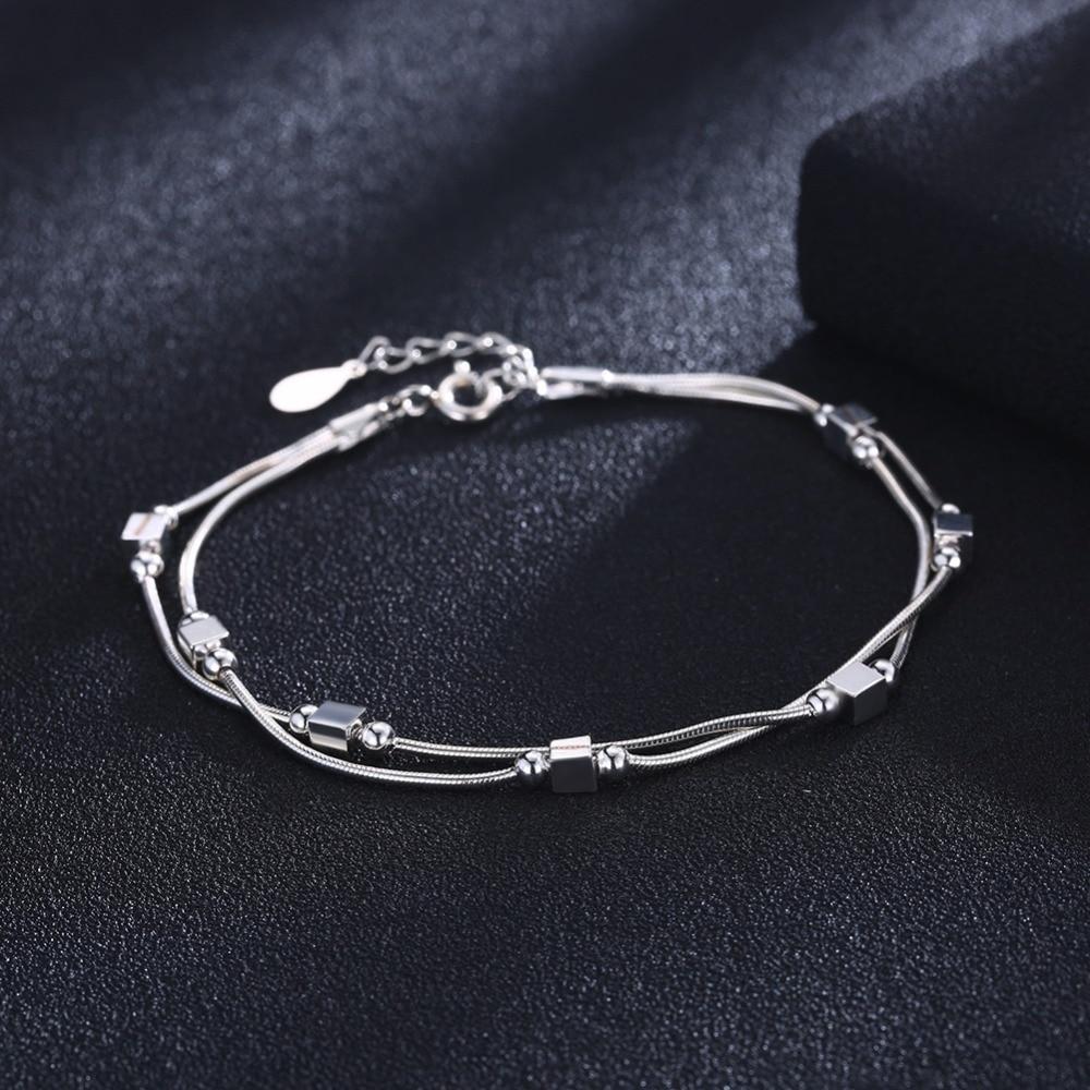 925 Sterling Silver Bracelet 2018 Square Silver-Color For Women Trendy Mother's Day Gift jewelry-Customized Jewel