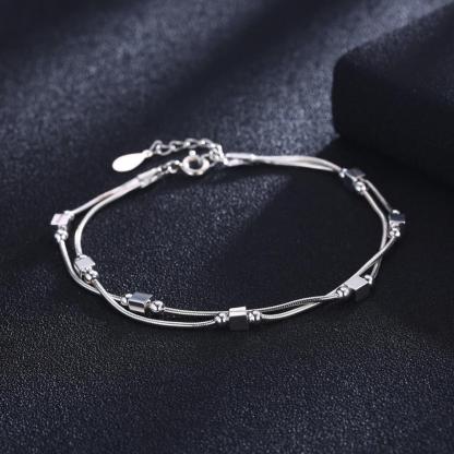 925 Sterling Silver Bracelet 2018 Square Silver-Color For Women Trendy Mother's Day Gift jewelry-Customized Jewel