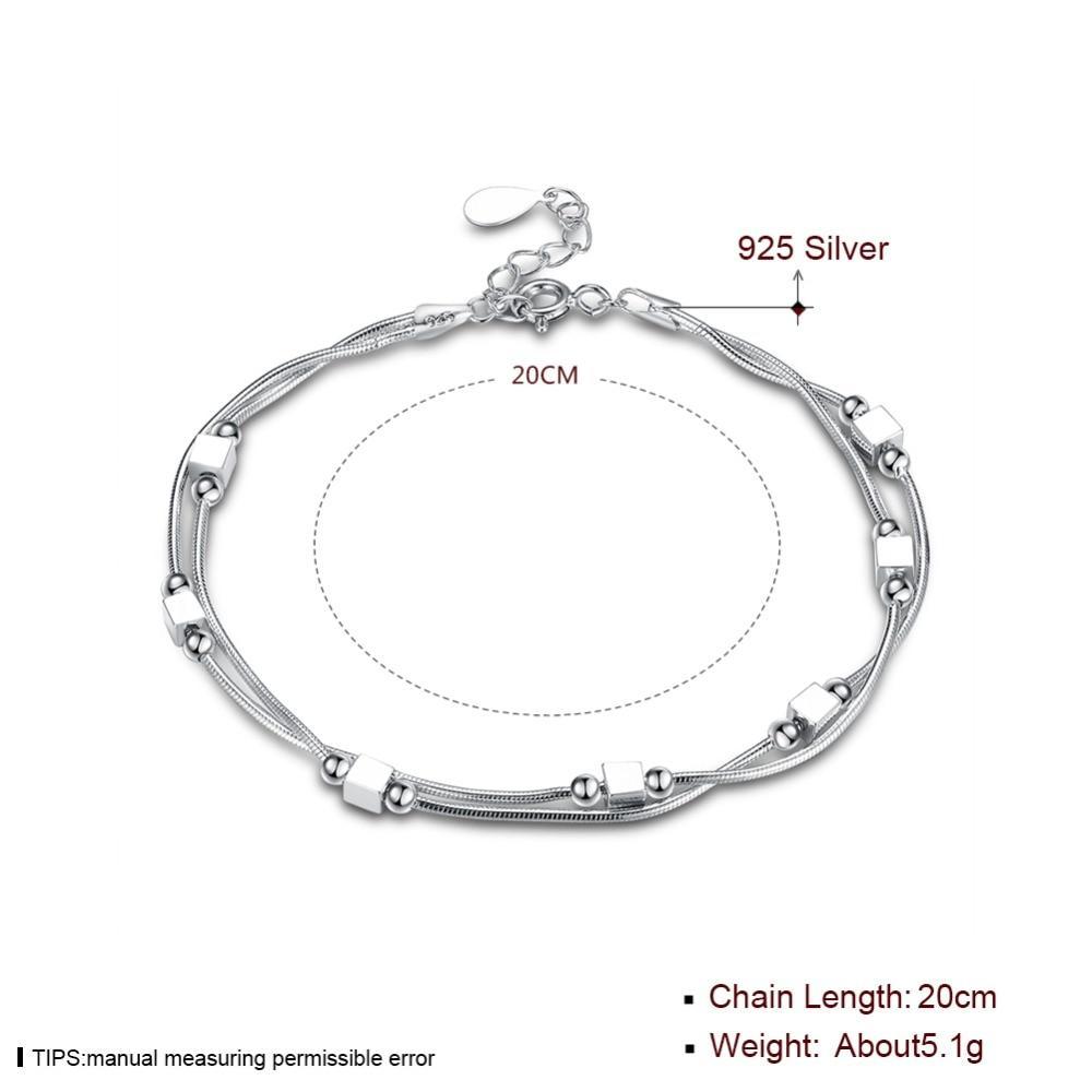 925 Sterling Silver Bracelet 2018 Square Silver-Color For Women Trendy Mother's Day Gift jewelry-Customized Jewel