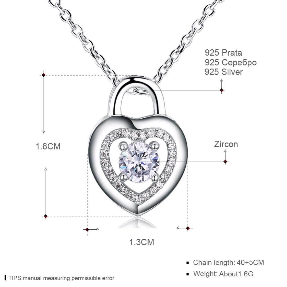 Heart Lock Shape Cubic Zirconia 925 Sterling Silver Necklaces & Pendants Fashion Party Jewelry For Women-Customized Jewel