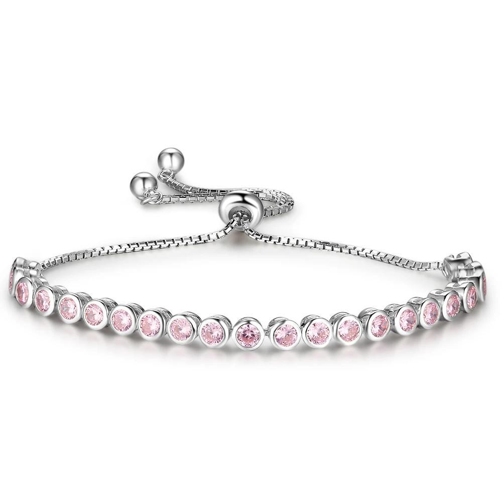 Telescopic Bracelets For Women Pink Cubic Zirconia Fashion Party Accessorise Bracelets & Bangles Gift For Her-Customized Jewel