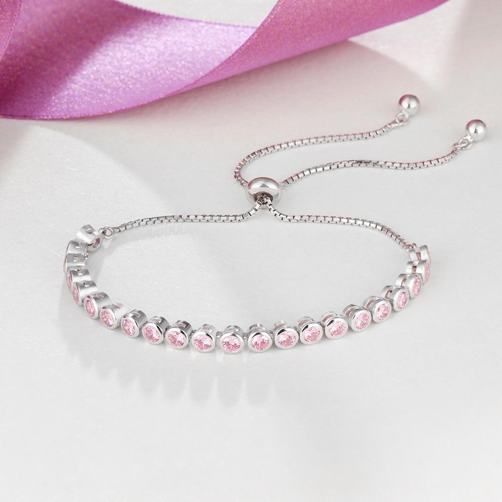 Telescopic Bracelets For Women Pink Cubic Zirconia Fashion Party Accessorise Bracelets & Bangles Gift For Her-Customized Jewel