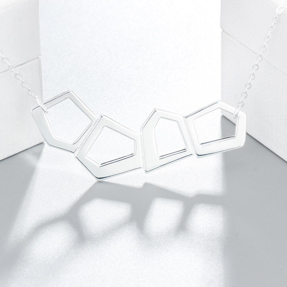 Personalized Women’s 925 Sterling Silver Custom 4 Name Necklace with Geometric-Shaped Pendant, Trendy Jewelry for Best Friends-Customized Jewel