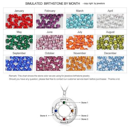 Personalized Women’s 925 Sterling Silver Name Necklace with 4 Birthstones, Trendy Customized Name Engrave Pendant for Sister, Fashion Jewelry-Customized Jewel