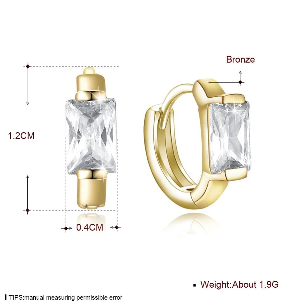 Gold-Color Hoop Earrings CZ Square Stone For Women-Customized Jewel