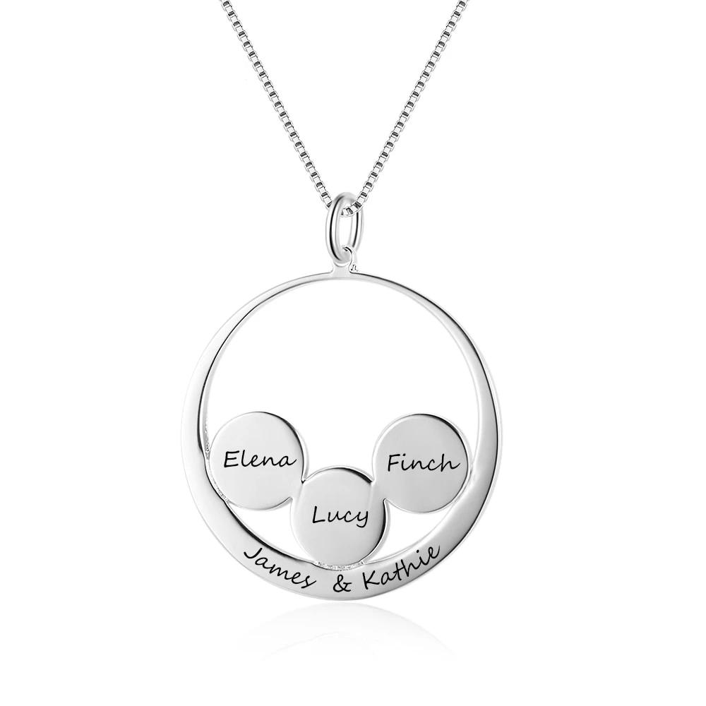 Personalized 925 Sterling Silver Name Necklace & 3 Round Together in a Circle Pendant, Trendy Women’s Jewelry-Customized Jewel