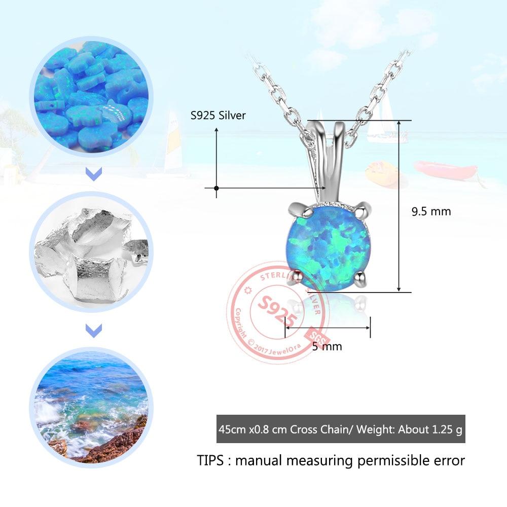 925 Sterling Silver Round Blue Opal Romantic Pendants Necklaces for Women, Trendy Jewelry Gift-Customized Jewel