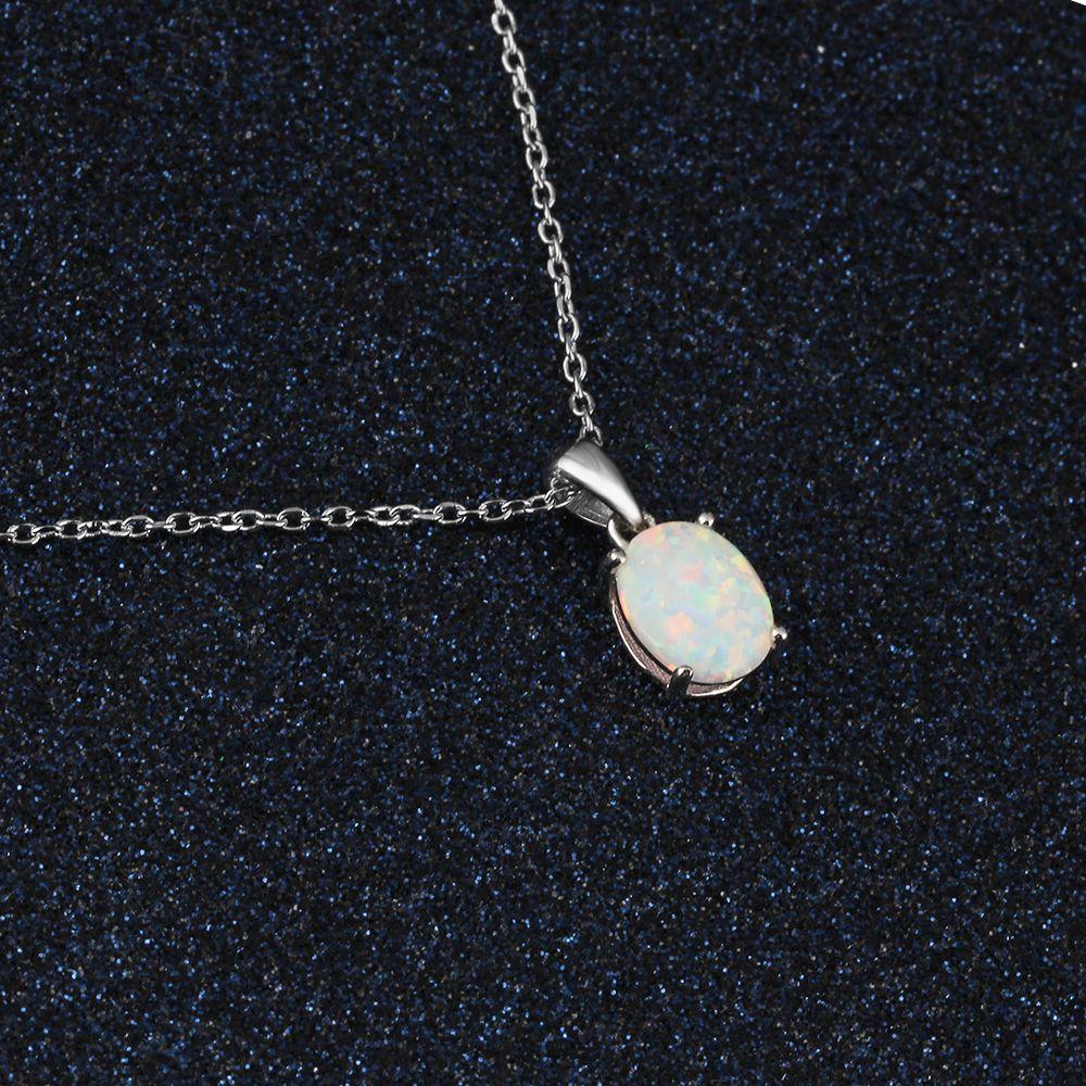 High-quality & Genuine 925 Sterling Silver Necklace for Women with Milky Opal Pendant, Wedding Gift for Girls-Customized Jewel
