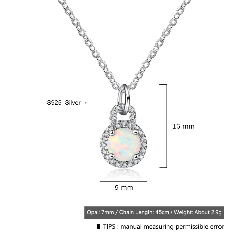 925 Sterling Silver Fashion Necklace with Round Milky Opal Pendant, Jewelry Gift for Her-Customized Jewel