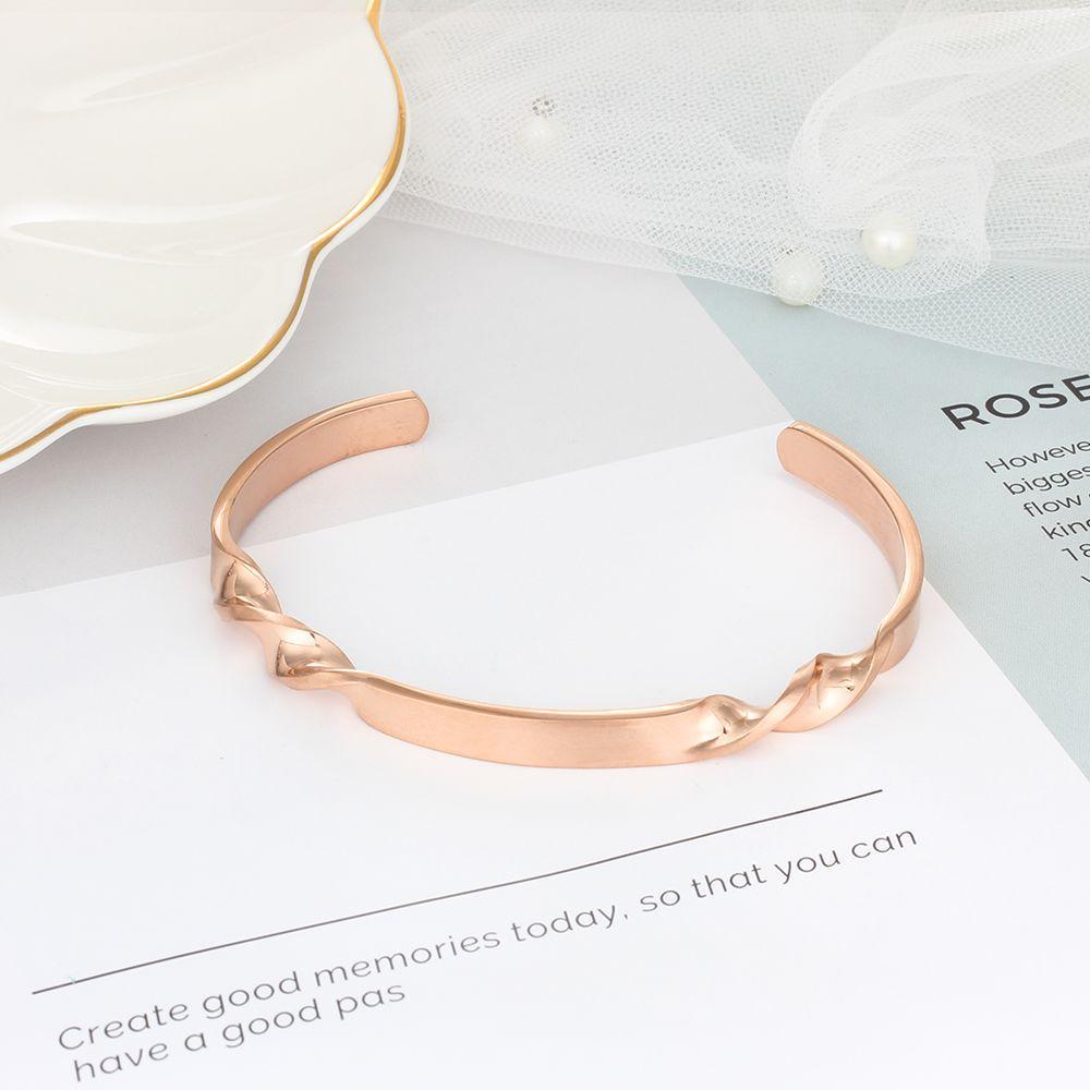 Twisting Shape Personalized Gift Engraved Name ID Bangle For Women Stainless Steel Bracelets & Bangles-Customized Jewel