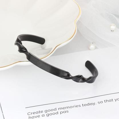 Twisting Shape Personalized Gift Engraved Name ID Bangle For Women Stainless Steel Bracelets & Bangles-Customized Jewel