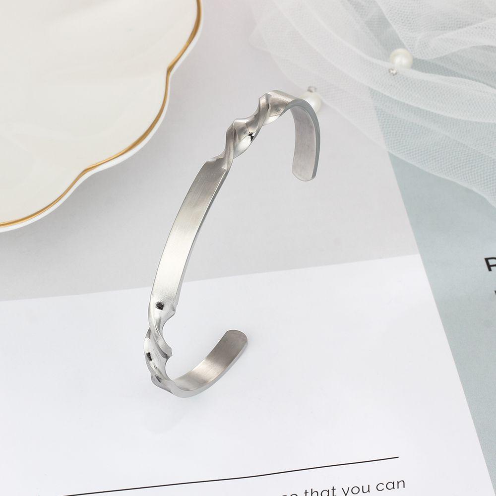 Twisting Shape Personalized Gift Engraved Name ID Bangle For Women Stainless Steel Bracelets & Bangles-Customized Jewel