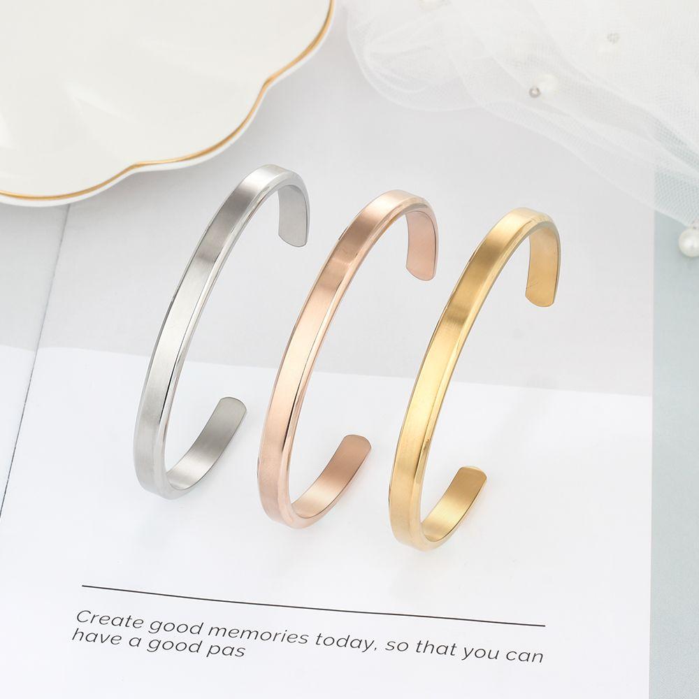 6mm Width Personalized Gift Engraved Name ID Bangle Unisex Stainless Steel Bangles-Customized Jewel