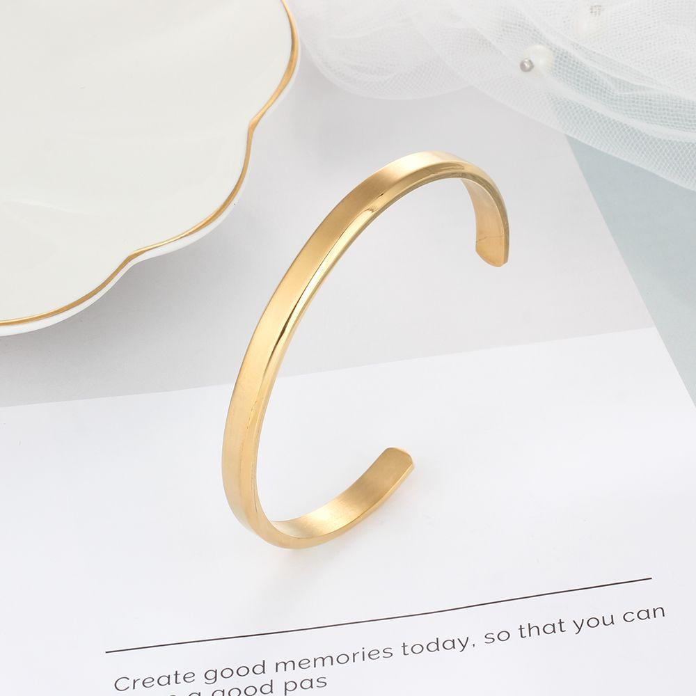 6mm Width Personalized Gift Engraved Name ID Bangle Unisex Stainless Steel Bangles-Customized Jewel