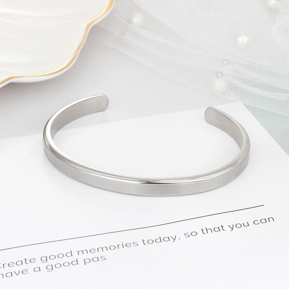 6mm Width Personalized Gift Engraved Name ID Bangle Unisex Stainless Steel Bangles-Customized Jewel