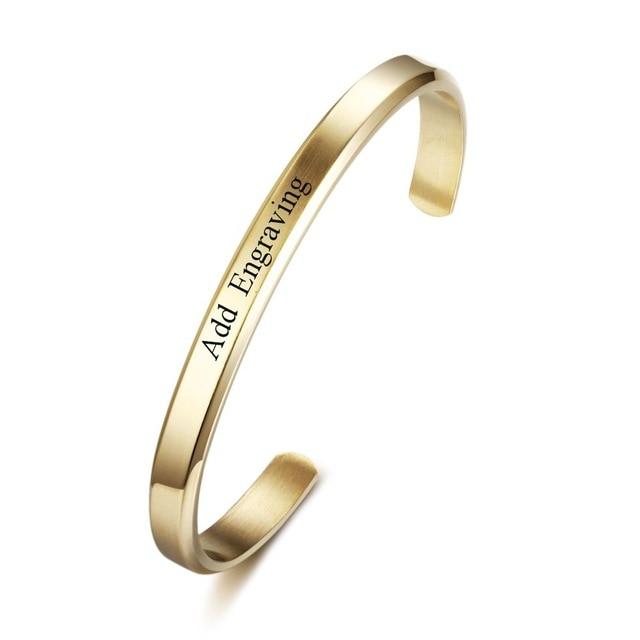 6mm Width Personalized Gift Engraved Name ID Bangle Unisex Stainless Steel Bangles-Customized Jewel